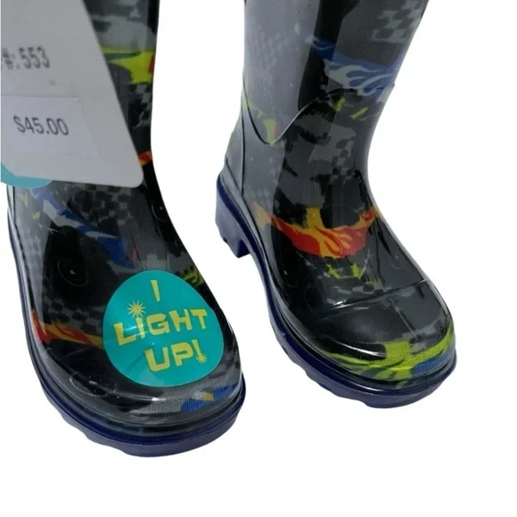 NEW Western Chief Kids Light-Up Waterproof Rain Boot, Drag Race, Toddler - Picture 3 of 10